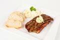Grilled rumpsteak with coleslaw Royalty Free Stock Photo
