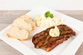 Grilled rumpsteak with coleslaw Royalty Free Stock Photo