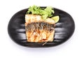Grilled Saba Fish with Sauce Royalty Free Stock Photo