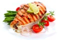 Grilled salmon with asparagus Royalty Free Stock Photo