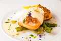 Grilled salmon with asparagus sauce and cream Royalty Free Stock Photo