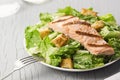 Grilled Salmon Caesar Salad with Croutons and Parmesan