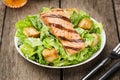 Grilled Salmon Caesar Salad with Croutons