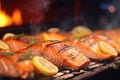 Grilled Salmon in a close-up shot, macro shot - made with generative AI tools