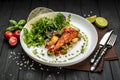 Grilled salmon fillet with vegetables mix Royalty Free Stock Photo