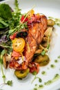 Grilled salmon fillet with vegetables mix Royalty Free Stock Photo