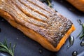 Grilled Salmon Fillets in Frying Pan