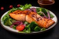 Grilled salmon fish fillet dish. Generate ai Royalty Free Stock Photo