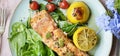 Grilled salmon food photography recipe idea Royalty Free Stock Photo