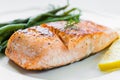 Grilled Salmon with Green Beans Royalty Free Stock Photo