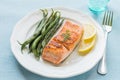 Grilled Salmon with Green Beans Royalty Free Stock Photo