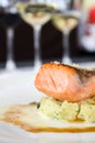 Grilled Salmon with mashed potato Royalty Free Stock Photo