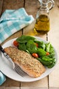 Grilled salmon with nut crust Royalty Free Stock Photo