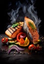 salmon grilled skeewer Royalty Free Stock Photo
