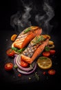 salmon grilled skeewer Royalty Free Stock Photo