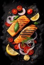 salmon grilled skeewer Royalty Free Stock Photo
