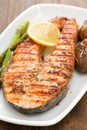 Grilled salmon with potato Royalty Free Stock Photo