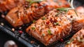 Grilled salmon with spices. Healthy food