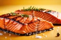 Grilled salmon steak, elegant seafood dish meal