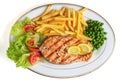 Grilled salmon steak meal