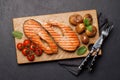 Grilled salmon steaks and potatoes