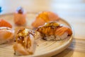 Grilled salmon sushi Japan food Royalty Free Stock Photo