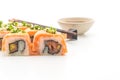 grilled salmon sushi roll - japanese food style Royalty Free Stock Photo