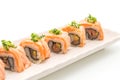 grilled salmon sushi roll - japanese food style Royalty Free Stock Photo