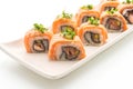 grilled salmon sushi roll - japanese food style Royalty Free Stock Photo