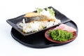 Grilled Salmon Teriyaki with rice and Chuka Seaweed Salad