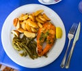 Grilled salmon with vegetables Royalty Free Stock Photo