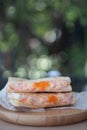 Grilled sandwich stuffed with mayonnaise mix with shrimp egg Royalty Free Stock Photo