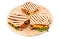 Grilled Sandwiches with Vegetables and Chicken Royalty Free Stock Photo