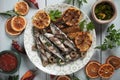 Grilled sardine fish Royalty Free Stock Photo