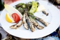 Grilled sardines. Royalty Free Stock Photo