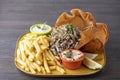 Grilled Sardines plate served with tartar dip