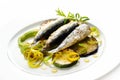 Grilled Sardines with zuccini Royalty Free Stock Photo