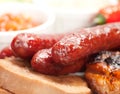 Grilled sausage collage Royalty Free Stock Photo