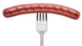 Grilled sausage on a fork. File contains clipping path