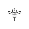 Grilled sausage on fork line icon Royalty Free Stock Photo