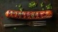 Grilled sausage with fresh herbs Royalty Free Stock Photo