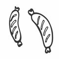 Grilled sausage hand drawn outline doodle icon. Vector sketch illustration of sausage for print, web, mobile and infographics Royalty Free Stock Photo