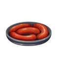 Grilled sausage on pan