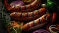 Grilled Sausage with Peppers, Onions, and Herbs, Generative AI