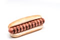 Grilled sausage pricked on fork Royalty Free Stock Photo