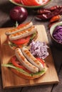 Grilled sausage sandwich Royalty Free Stock Photo