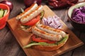 Grilled sausage sandwich Royalty Free Stock Photo