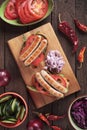 Grilled sausage sandwich Royalty Free Stock Photo