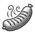 Grilled sausage sketch vector