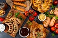 Grilled sausages bar-b-q assortment Royalty Free Stock Photo